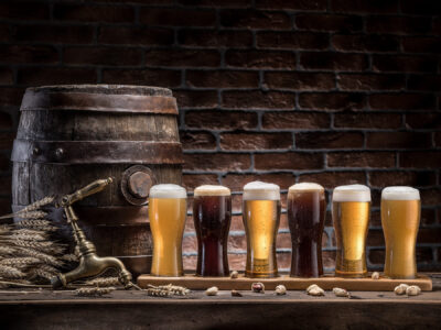 Barrel of Beer with beer glasses
